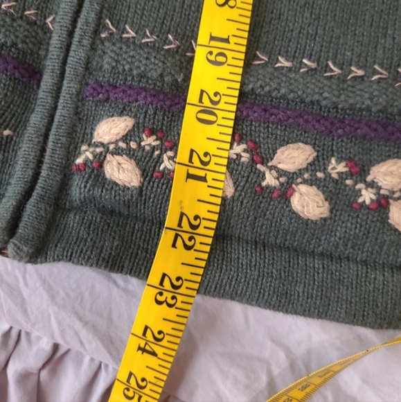 Vintage Eddie Bauer Women's SZ Med. Zip Cardigan embroidery forest green Y2K - Picture 8 of 11